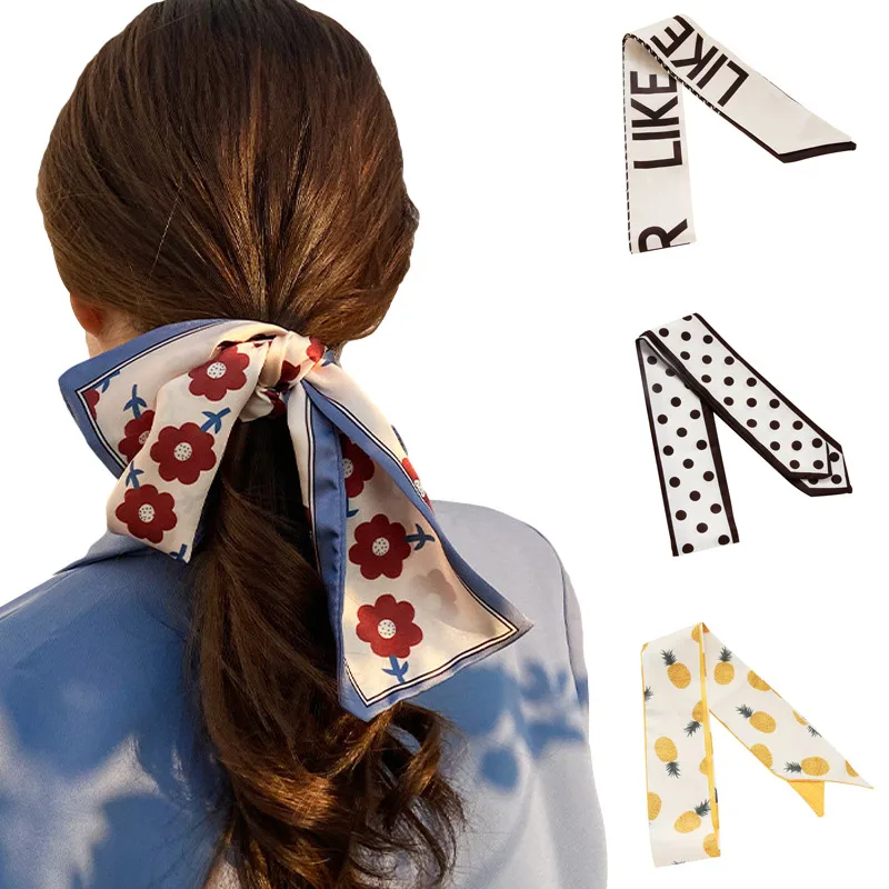 

French Headband Bowknot Printed Summer Hair Bands Vintage Letter Headbands Long Hair Band for Women Girls Hair Accessories Gifts