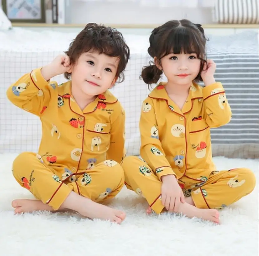 Модная одежда для сна девочек Детский милый мягкий пижамный комплект осень 2020