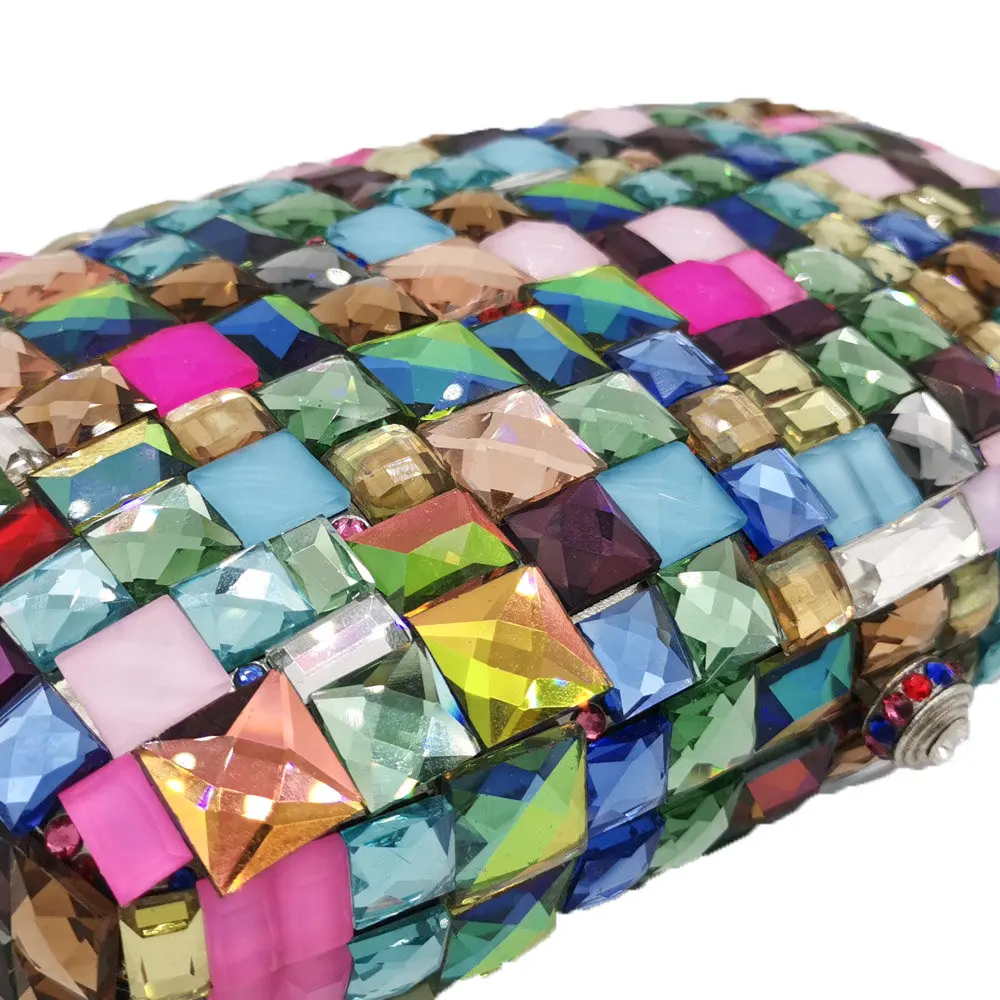 Женские разноцветные вечерние сумочки с двойным цветком клатчи со стразами для