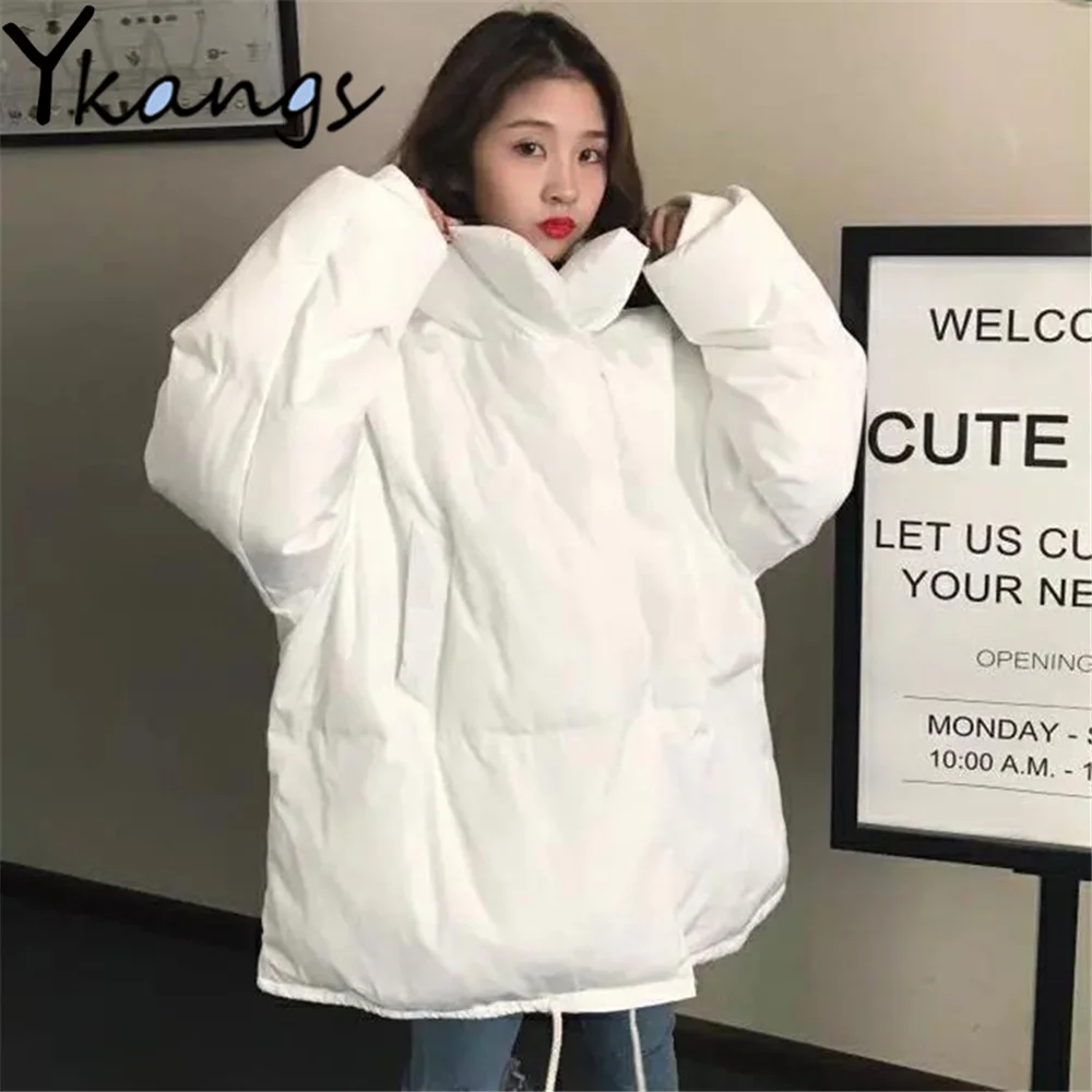 

Хлопковые короткие парки большого размера в Корейском стиле, однотонная Милая женская универсальная одежда с хлебом, модель 2021 года, зимняя...