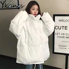 Хлопковые короткие парки большого размера в Корейском стиле, однотонная Милая женская универсальная одежда с хлебом, модель 2021 года, зимняя Свободная модель