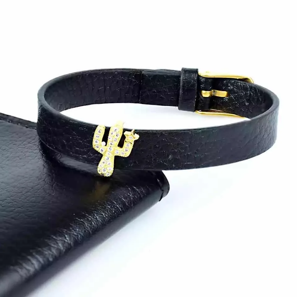 2020 винтажный кожаный Браслет С КАКТУСОМ из циркония белый турецкий медный