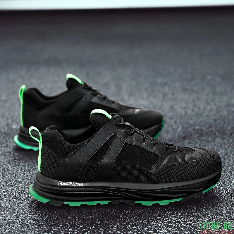 Черный белый цвет Мужские кроссовки 9908 светильник со шнуровкой из дышащей ткани