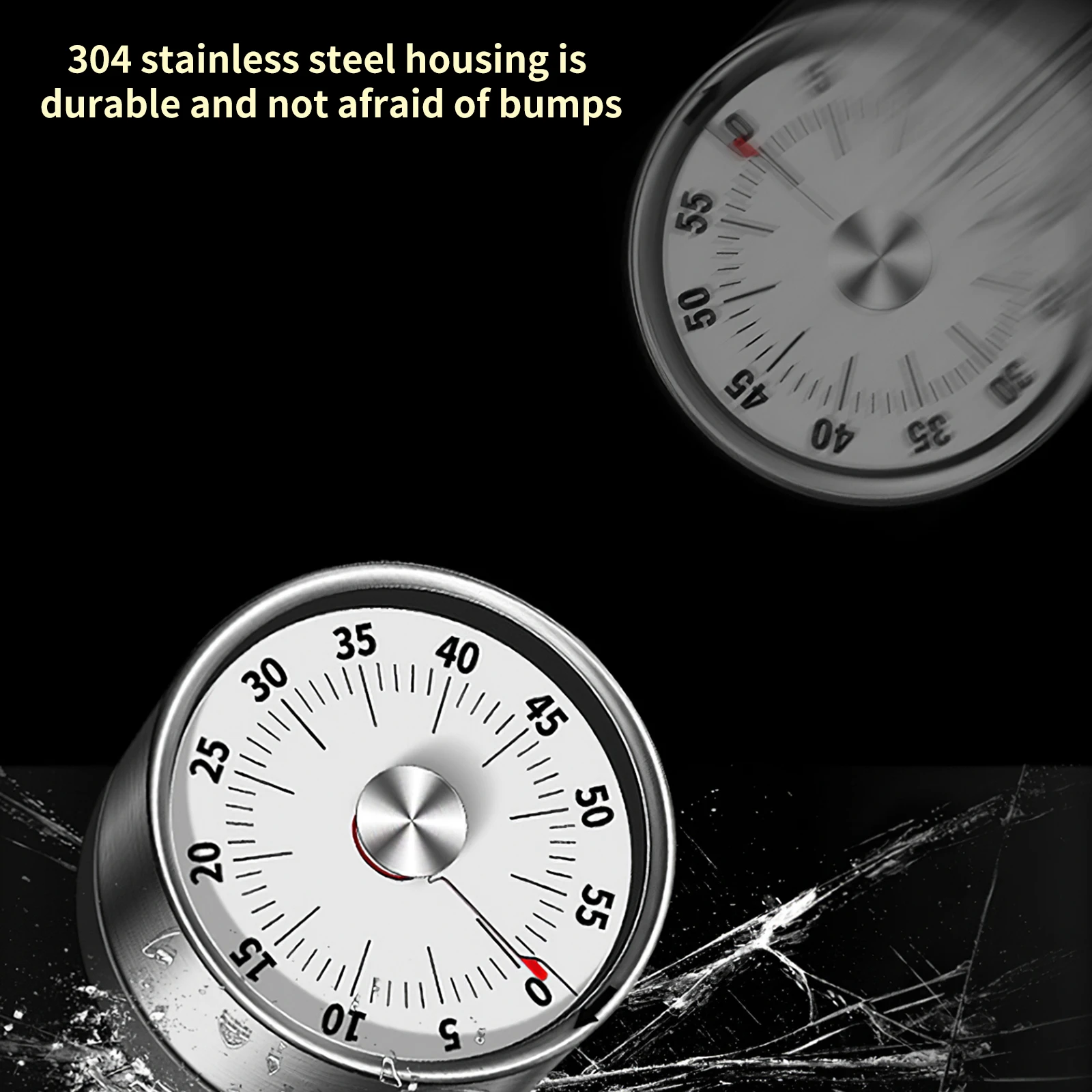 

Кухонный таймер, магнитный механический будильник из нержавеющей стали, обратный отсчет для кухни