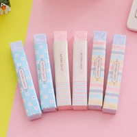 1pcsset cute candy color striped soft pencil erasers for kids rubber toy kawaii stationery school office supply creative
