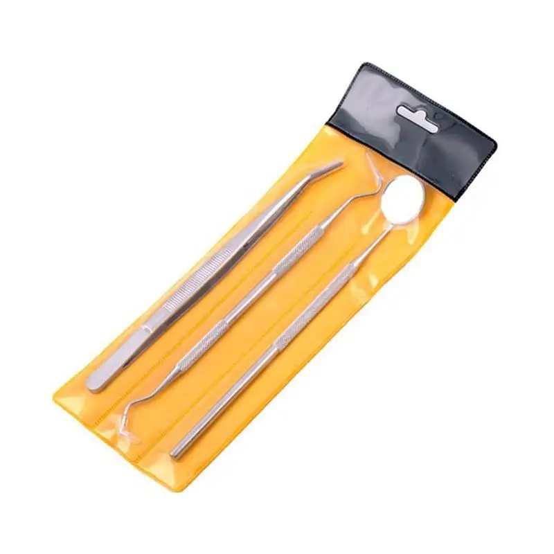 

3Pcs Stainless Steel Tarter Remover Oral Care Professional Hygiene Kit Scaling Instrument Tarter Scraper Toothpick Mouth Mirror