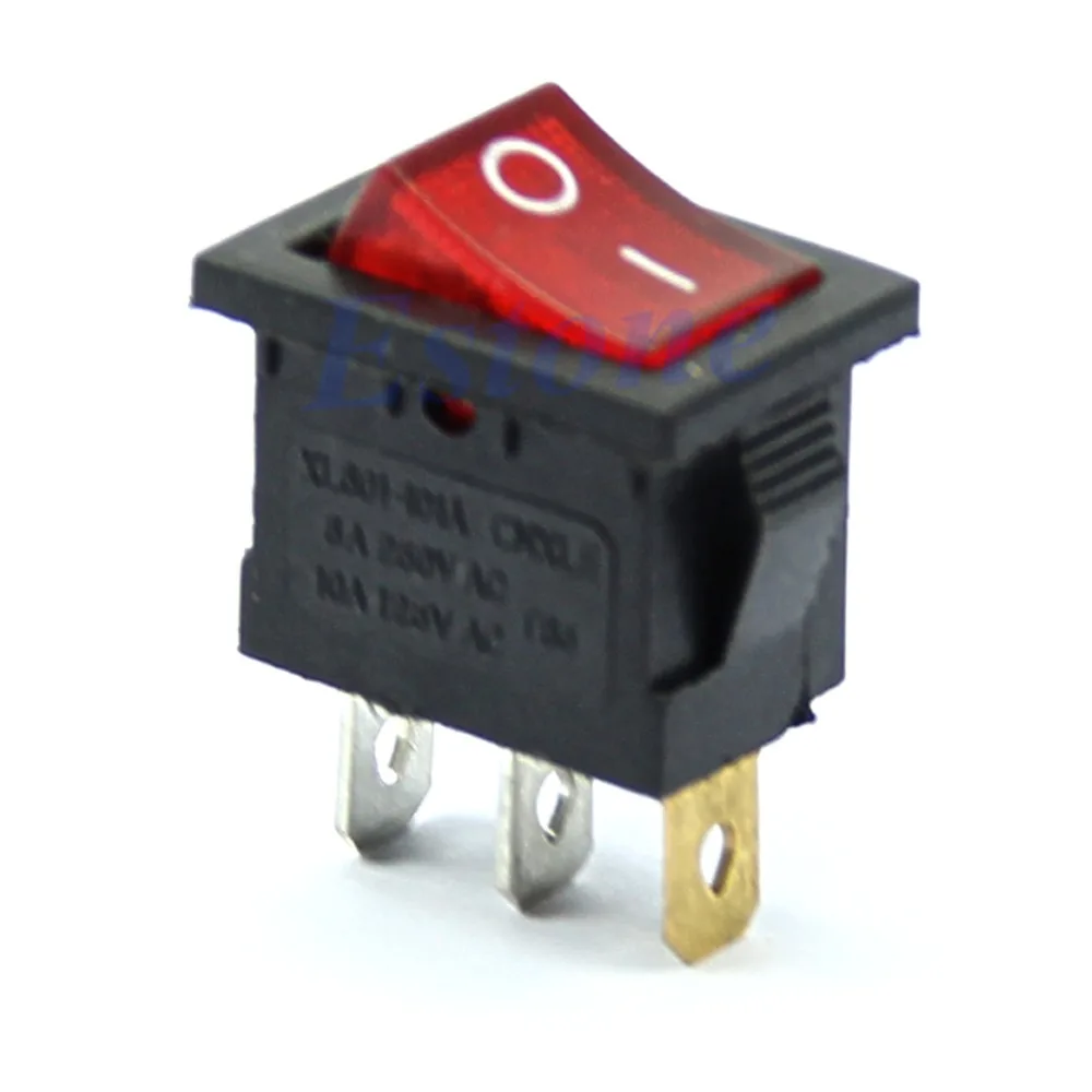 1 шт. Новый AC 6A/250V 10A/125V красный свет 3 Pin ON OFF SPST оснастки в перекидной клавишный