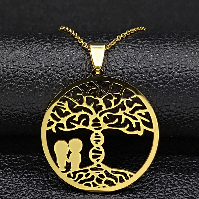 Серебряные ожерелья из нержавеющей стали, подвески для женщин Gene Tree of Life, ювелирные изделия cadenas hombre N18251
