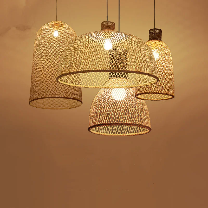 Скандинавские подвесные светильники из бамбука деревянные плетеные китайские