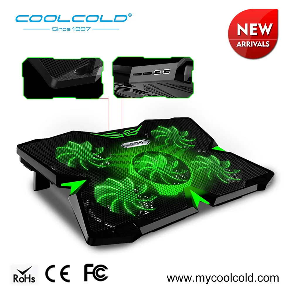 coolcold gaming laptop cooler cooling pad with 5 led fans for 12 17 laptop free global shipping