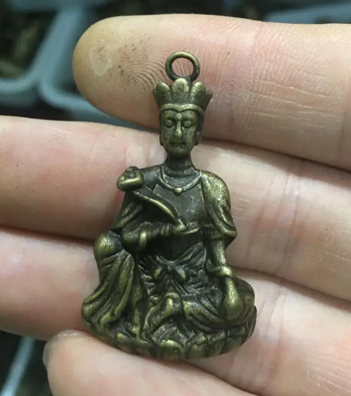 Амулет бронзовая латунь тибетский Будда Зеленый Лотос амулет кулон guanyin Maitreya