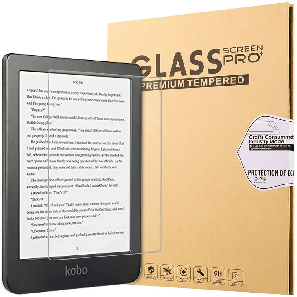

Tempered Glass Screen Protector for Kobo Clara HD/Kobo Nia-Ultra-Clear Tempered film/Anti-fingerprint/Easy Installation(2 Packs)