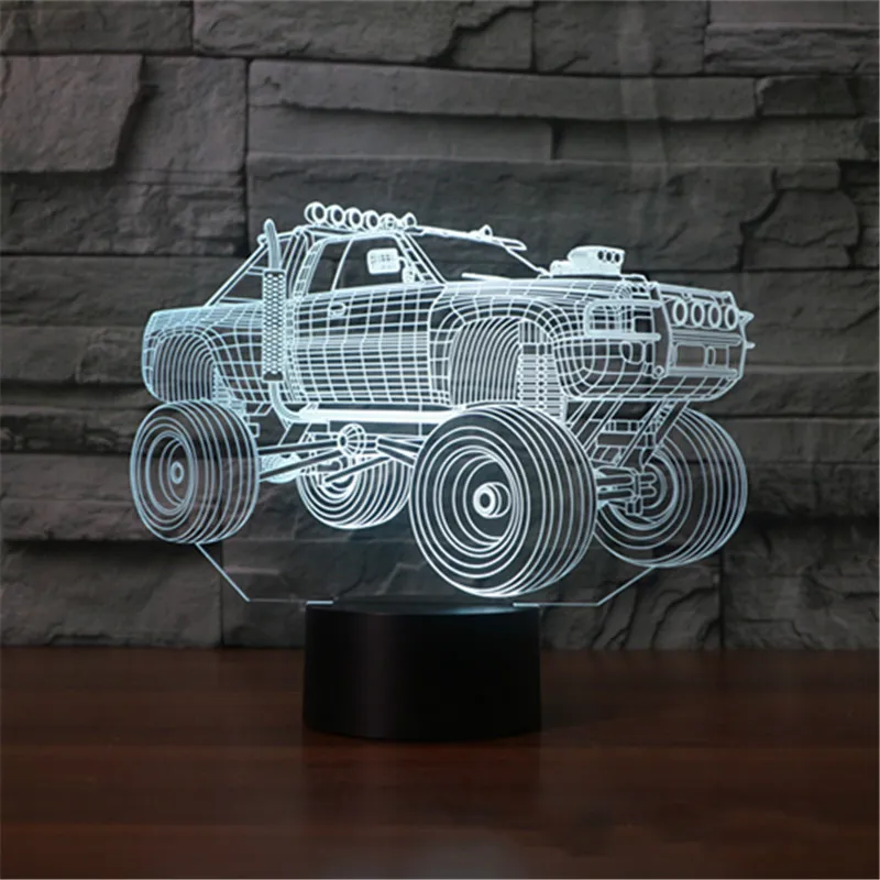 Внедорожник 3d лампа 7 цветов внедорожный автомобиль светодиодный ночник для