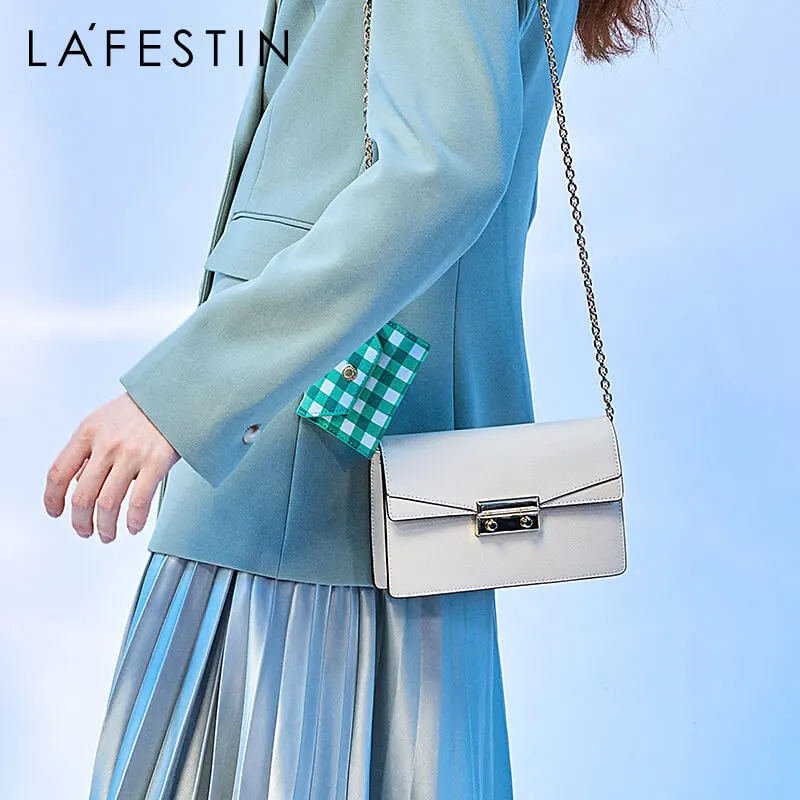 LAFESTIN 2020 Новая модная маленькая квадратная сумка с цепочкой женская кожаная для
