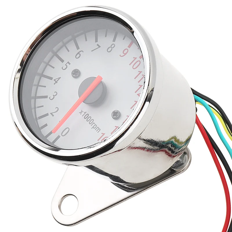 Мотоцикл Тахометр 1,6 W 12V Белый Ретро светодиодный индикатор светильник магнитной индукцией двойной пройденное расстояние в милях для мотоцикла