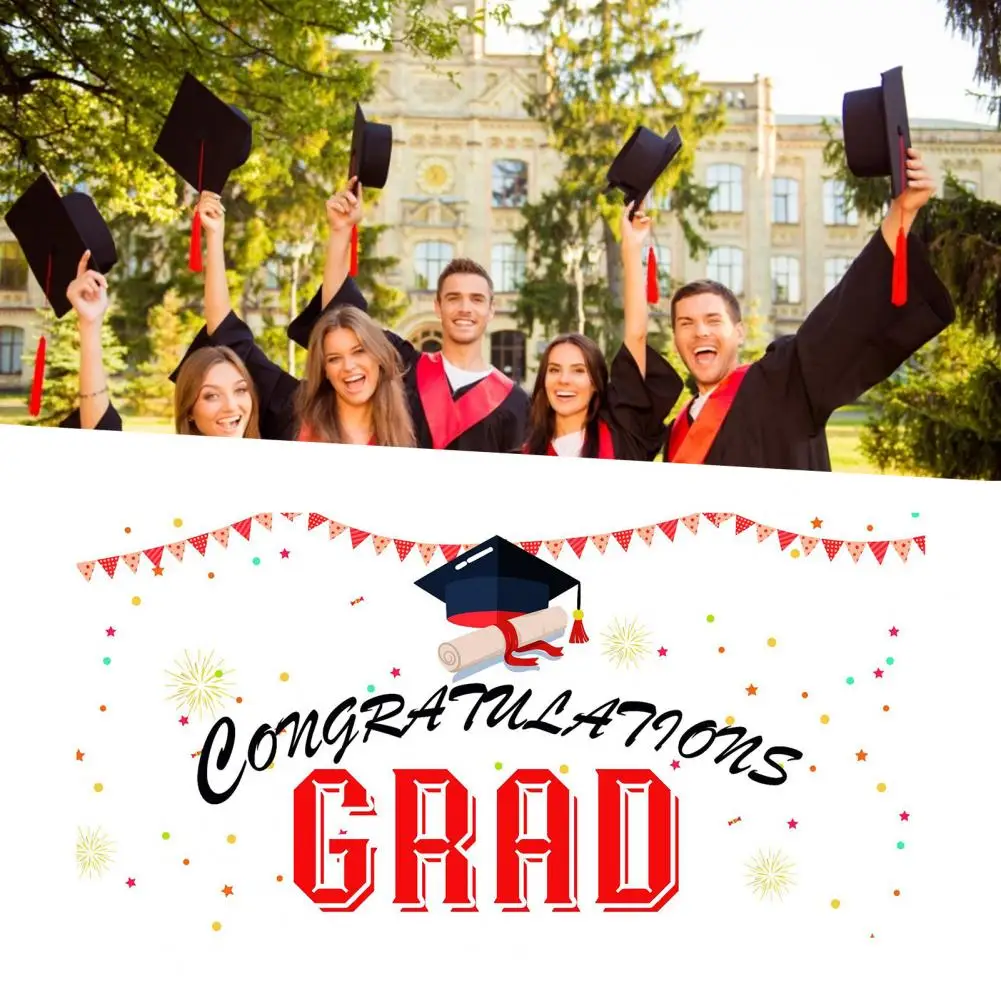 

Graduation Banner Letter Grad Print Celebratory Polyester Graduates Party Wall Hanging Flag for School