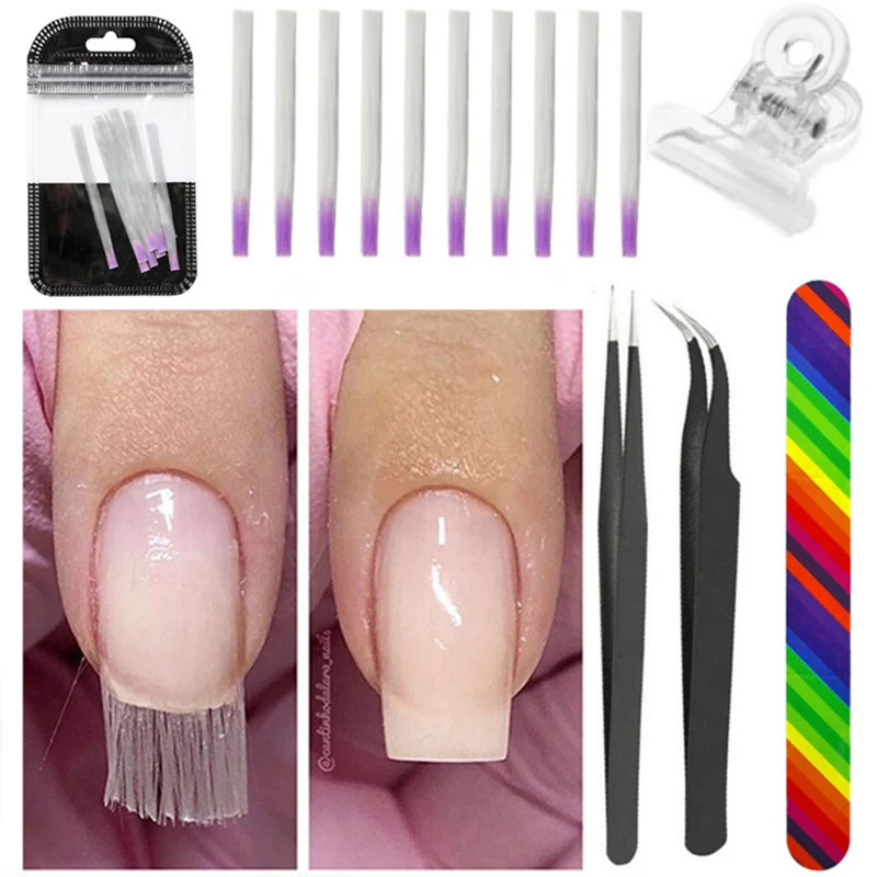 

10pcs Silk Fiber Optic for Nail Extension Form Non-Woven Silk UV Gel Building Fiber Manicure Tools BUTT666