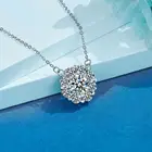Inbeaut 925 отличный крой D Цвет подсолнечника Муассанит кулон ожерелье пройти Diamond тесты 1-2 карата синтетические бриллианты ожерелья для женщин