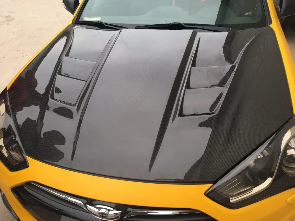 Для GENESIS COUPE 2009-2011 H2 Стиль Капот Настоящее углеродное волокно накладка на капот автомобиля