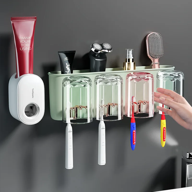 

Toothbrush Holder Wall Mounted for Bathroom, Toothbrush shelf free punching Toothbrush Organizers Storage mug holder rack