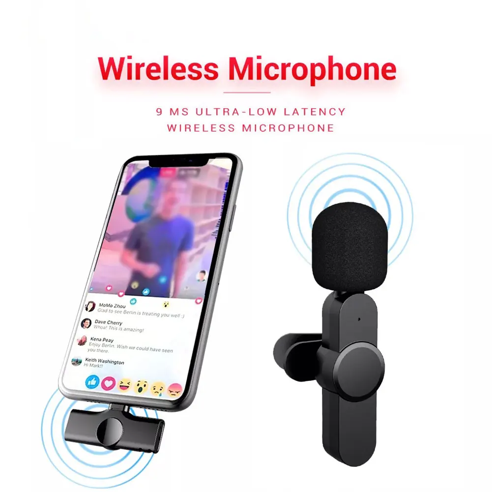 

Wireless Lavalier Microphone Portable Audio Video Recording Mini Mic For IPhone Android Live Broadcast Gaming Phone Microfone