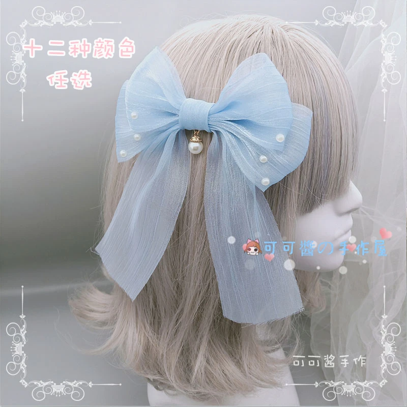 

Lolita oversized bow snow gauze edge clip Japanese girl soft sister can take mermaid Ji dream marine shell
