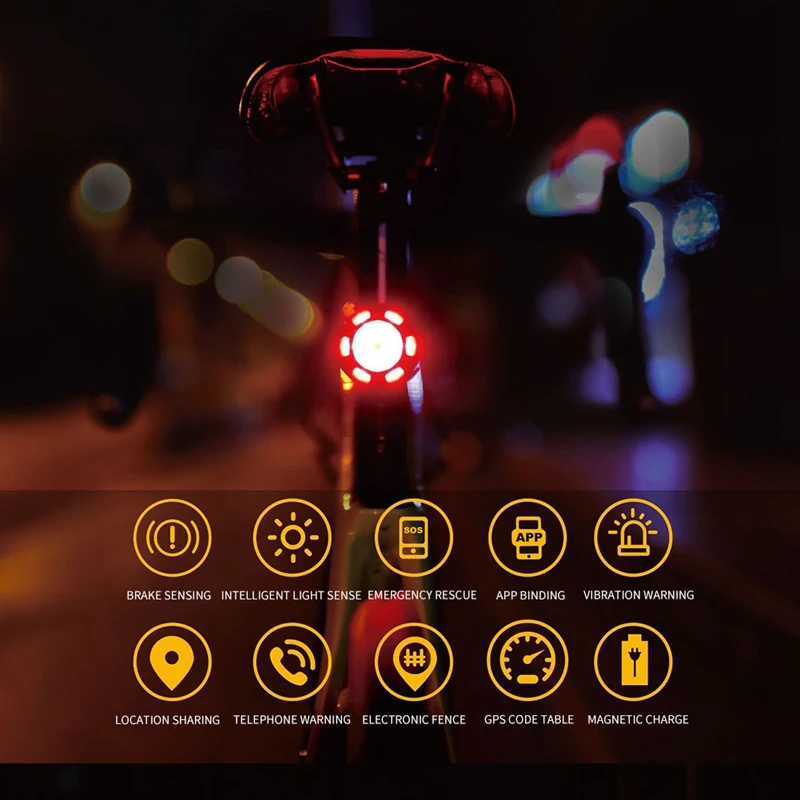 

Bike Smart Brake Light Sensor Bicycle Light Smart Sensor Signal Light Brake Tail USB Rechargeable for MTB Road Bike