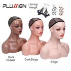 Голова манекена для парика, Реалистичная голова манекена с ресницами трех цветов для разных моделей кожи с плечами