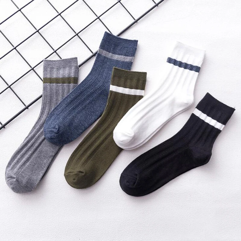 Модные Полосатые мужские носки спортивные хлопковые повседневные длинные