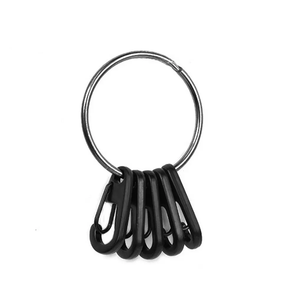 

Keychain Classic And Concise Spring Buckle D-shaped Alloy Hook Quick Release Ring Keychain Black Silver