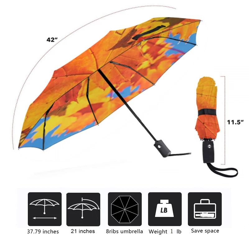 

Autumn Printing Fully-automatic Windproof Anti-uv Umbrella Gentle Men Fashion Folding Rain Umbrella Women 8Ribs Parasol Paraguas