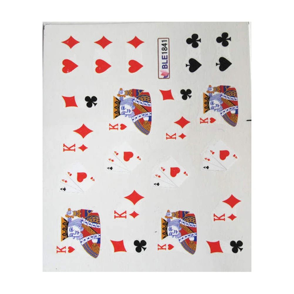 1 лист наклеек для ногтей модный покер Мультфильм Животные Сделай Сам дизайн