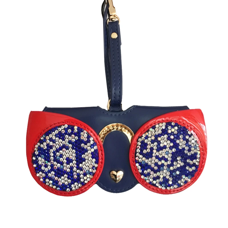 

KPAY Ins Diamond Glasses Case Leather Glasses Bag Cartoon Multi-function Eyeglasses Case Women Sunglasses Storage Case