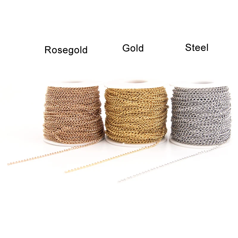 Цепочка-удлинитель из нержавеющей стали для бижутерии, ширина 2,5 мм