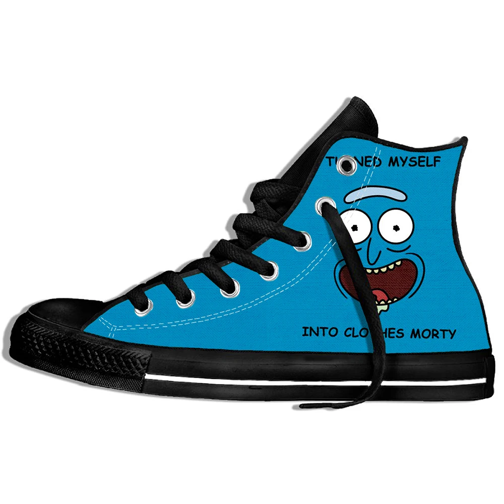 Meeseeks2 Забавный счастливый Рик Морти и Meeseeks печатные мужские/wo мужские мультфильм индивидуальные SneakersHigh качество хипстер повседневная обувь - Цвет: Meeseeks2