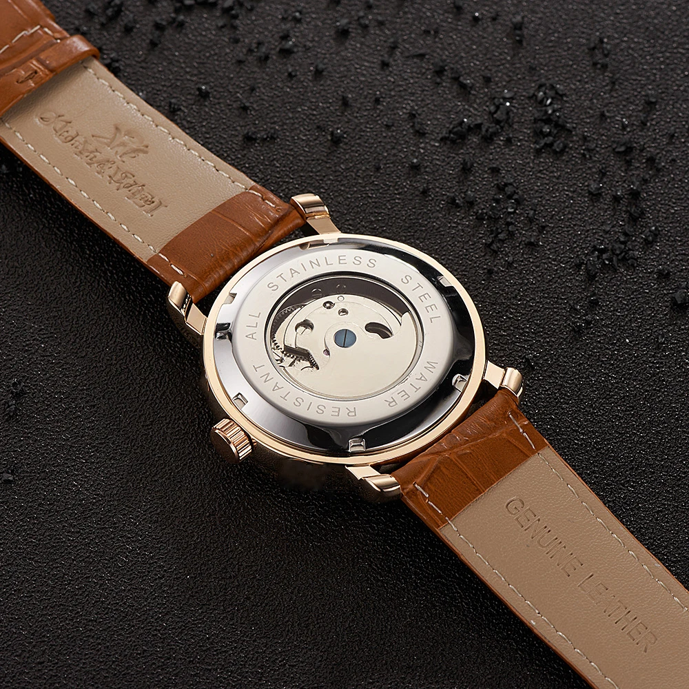 OUYAWEI, новинка, механические наручные часы, розовое золото, чехол Tourbillon, Moonphase, автоматическая обмотка, мужские часы, деловые часы, Montre Homme