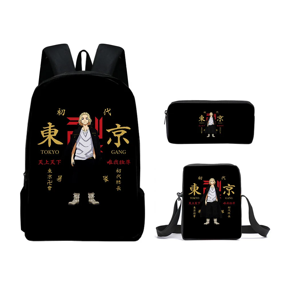 

3pcs/Set Backpack 2021 New Tokyo Revengers Fashion Backpack Shoulder Bags 3D Print School Bag Mochilas Student Backpack