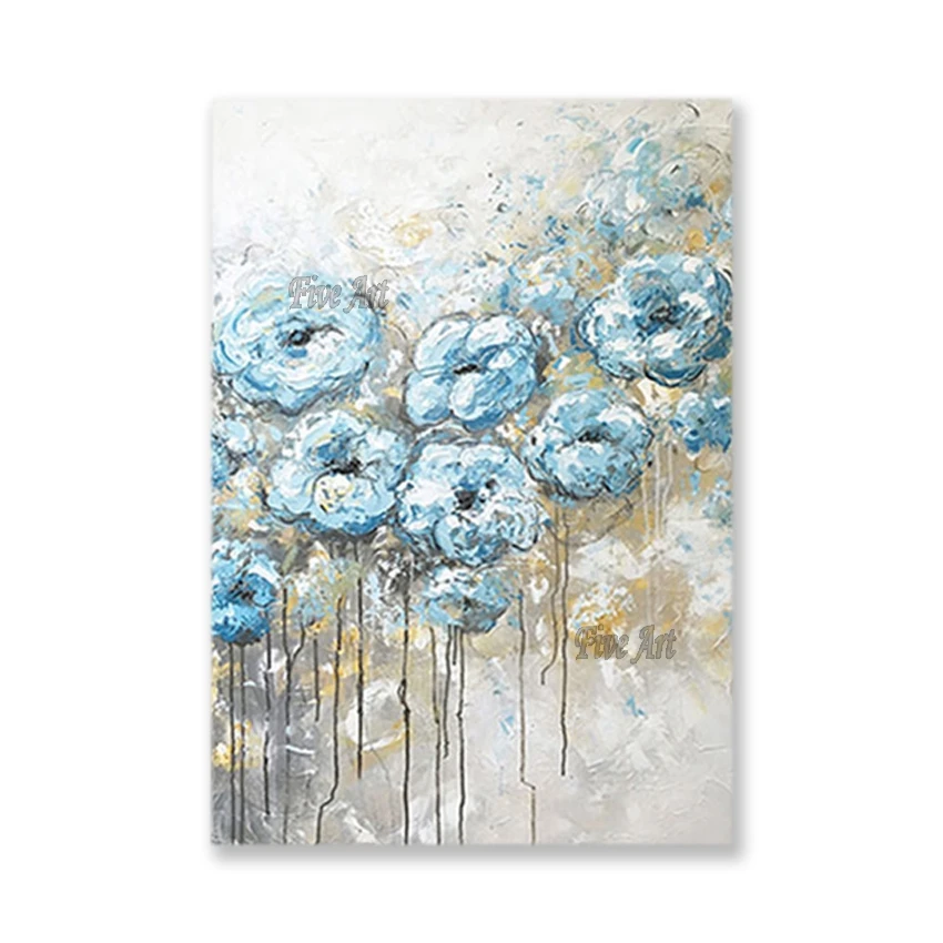 

100% Hand-painted Palette Knife Flowers Design Canvas Oil Painting No Frame Wall Decor Picture Art 1 Panel Showpieces For Hotel