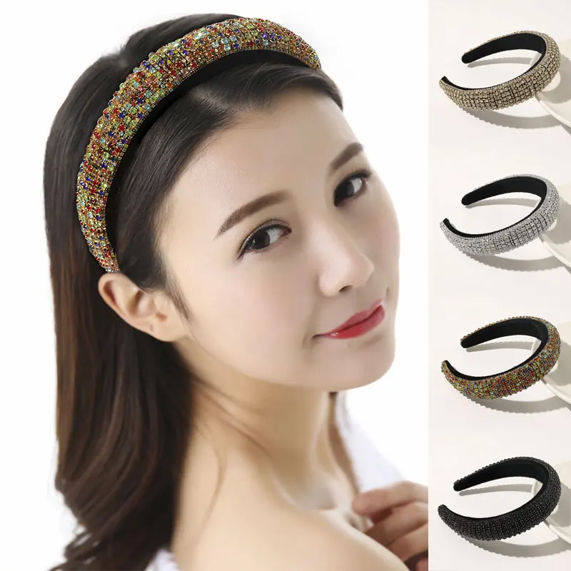 

New Full Crystal Beaded Wide Headband Colorful Rhinestone Hair Hoop Women Girl Princess Hairband Hairband Headdress Head Hoop