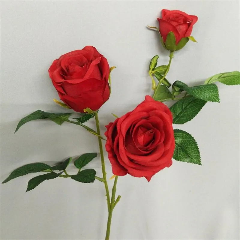 

Fake Iceland Rose(3 heads./piece) 19.69" Length Simulation Iceland Roses for Wedding Home Showcase Decorative Artificial Flowers