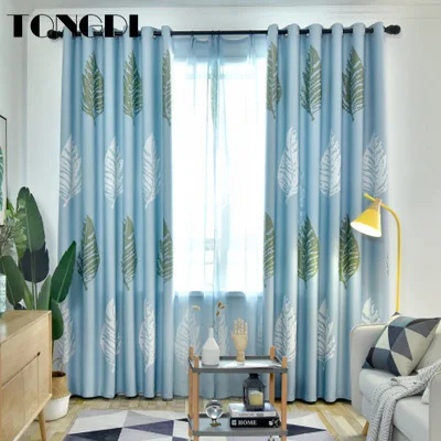Светонепроницаемые шторы TONGDI элегантные современные панели с цветочным принтом и листьями роскошные