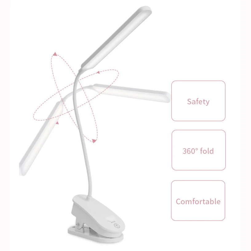 

Led Eye Protection Clip Desk Lamp Folding Student Dormitory Bedroom Usb Charging Table Bedside Study Night Lamp Gift