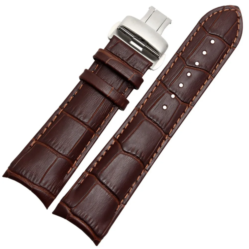 Ремешок из натуральной кожи для часов Tissot T035 браслет ручной работы с изогнутым - Фото №1