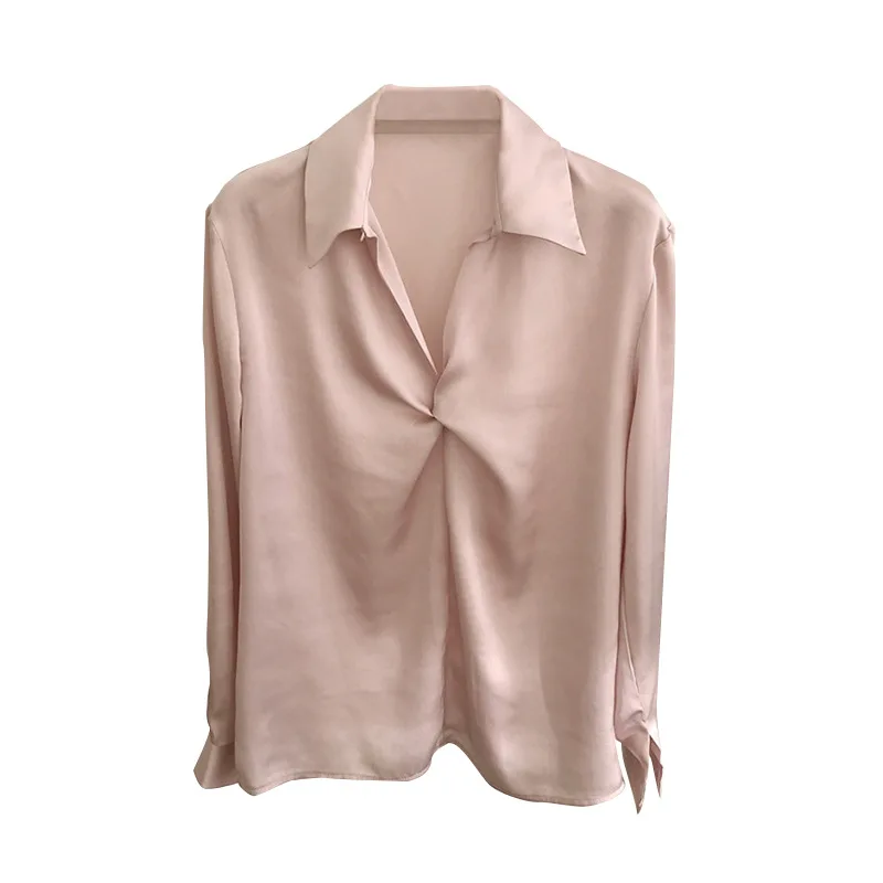 Новинка 2020 женская модная блузка из атласа с длинным рукавом винтажная Женская