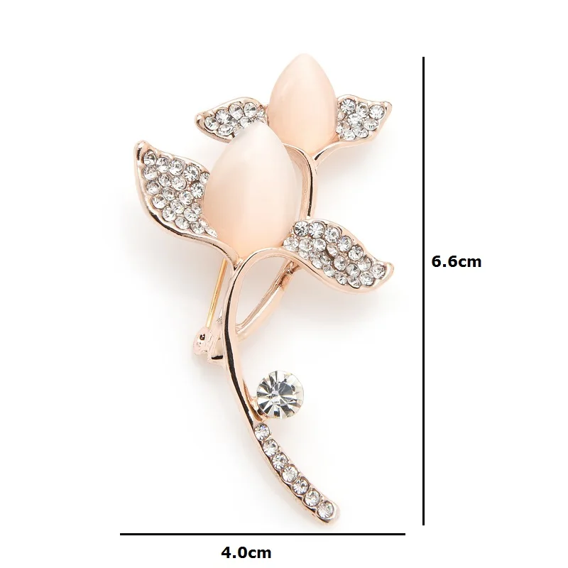 Wuli & baby Опаловый тюльпан свадебные броши в виде цветов женские Стразы вечерние