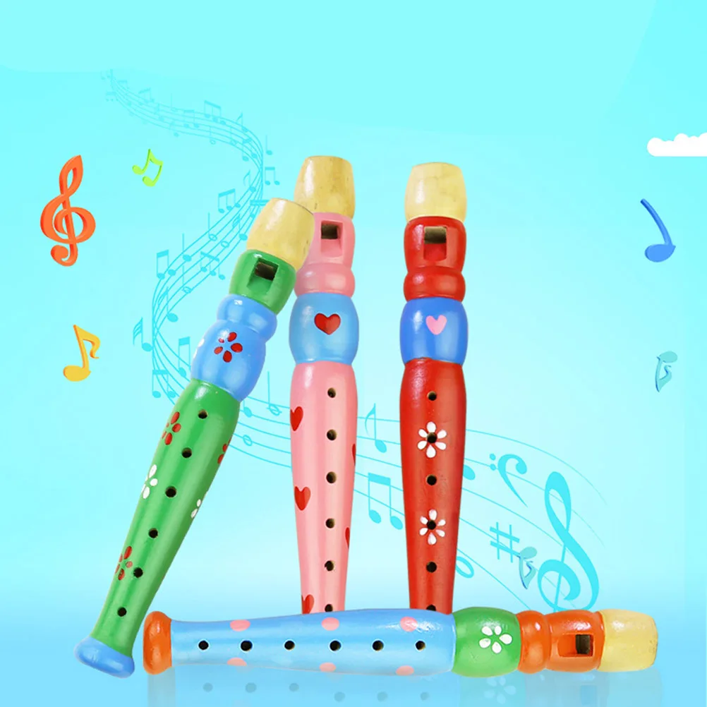 

Random Small Wooden Recorders Colorful Piccolo Flute for Kids Learning Rhythm Musical Instrument Baby Education Music Sound Toys