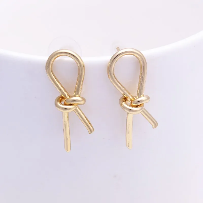 gold 699 EK771 Новая мода галстук-бабочка круглые серьги с подвесками для женщин геометрический металлический бант Висячие вечерние серьги oorbellen - Окраска металла: gold 699