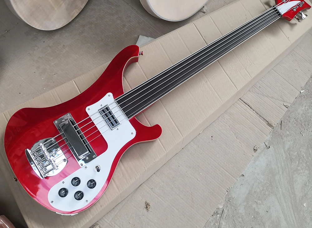 5 струн красный металлик электрический бас с золотым переплетением розетка из