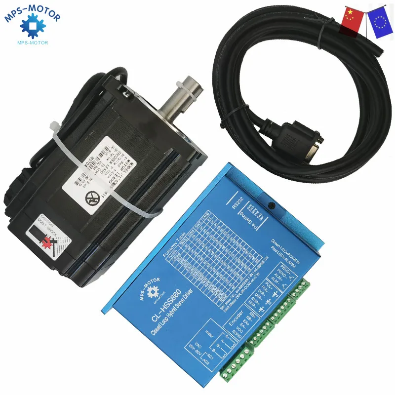 

Nema 34 8.5N.m Closed Loop Stepper Motor 6A 118mm + CL-HSS86H 60VAC 2 Phase Hybrid Step-servo Driver CNC Kits