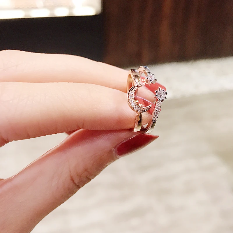 Япония и Южная Корея регулируемая Открытие кольцо с дизайном звёзды Micro Стразы